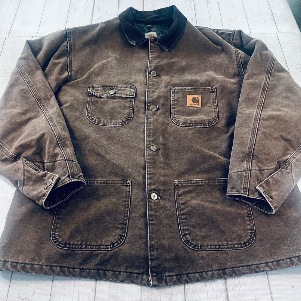 Vintage Carhartt C02 CHT Blanket Lined Chore Coat Made in USA Sz XL